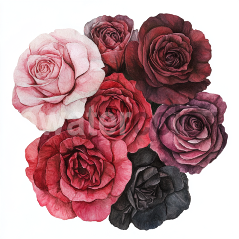 Watercolor Dark Red Roses illustration