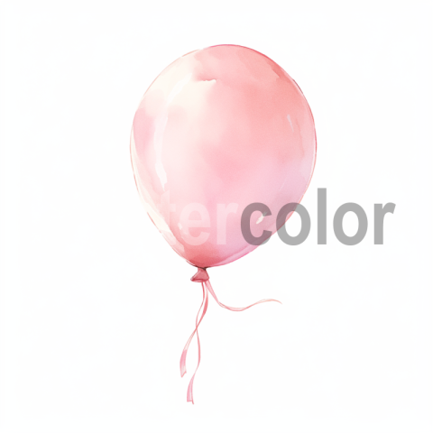 Watercolor single pink balloon